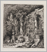 KG 13648
<br/>
In de tuin van Ludovici te Rome
<br/>
<em>Weirotter, François Edmund (1730-1771)</em>